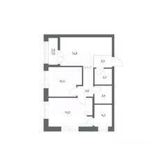 ЖК «NEWПИТЕР», планировка 2-комнатной квартиры, 58.24 м²