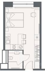 Апарт-комплекс «YE'S Primorsky», планировка 1-комнатной квартиры, 26.14 м²