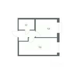 ЖК «Парусная 1», планировка 1-комнатной квартиры, 37.10 м²