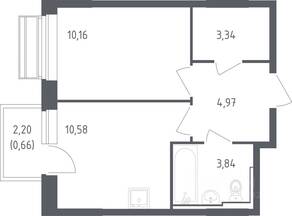 ЖК «Рублевский Квартал», планировка 1-комнатной квартиры, 32.90 м²