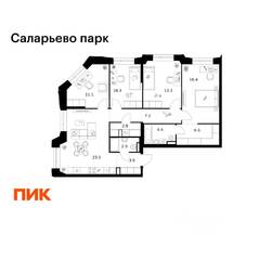 ЖК «Саларьево парк», планировка 4-комнатной квартиры, 101.80 м²