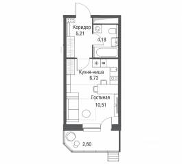 ЖК «Одинбург», планировка студии, 29.23 м²