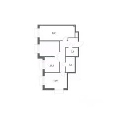 ЖК «Парусная 1», планировка 2-комнатной квартиры, 76.00 м²