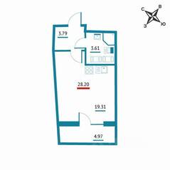 ЖК «Левитан», планировка студии, 28.20 м²