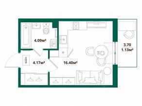 ЖК «ЛесART», планировка студии, 25.79 м²