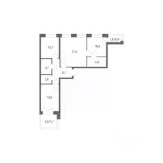 ЖК «NEWПИТЕР», планировка 3-комнатной квартиры, 79.01 м²