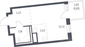ЖК «Квартал Лаголово», планировка студии, 23.86 м²