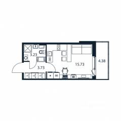 ЖК «Полис ЛАВрики», планировка студии, 22.20 м²
