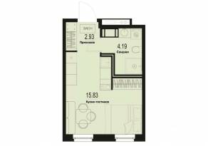 ЖК «ID Murino III», планировка студии, 22.95 м²