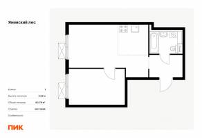 ЖК «Янинский лес», планировка 1-комнатной квартиры, 40.38 м²