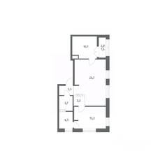 ЖК «NEWПИТЕР», планировка 2-комнатной квартиры, 63.48 м²