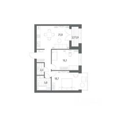 ЖК «Наука», планировка 3-комнатной квартиры, 75.40 м²