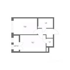 ЖК «NEWПИТЕР», планировка 1-комнатной квартиры, 41.80 м²