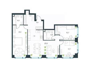 ЖК «Level Мичуринский», планировка 4-комнатной квартиры, 94.00 м²