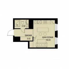 ЖК «ID Murino III», планировка студии, 24.37 м²
