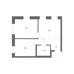 ЖК «NEWПИТЕР», планировка 2-комнатной квартиры, 45.20 м²