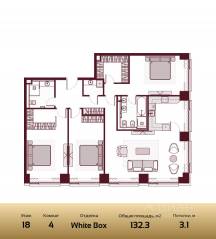 ЖК «Prime Park», планировка 4-комнатной квартиры, 132.30 м²