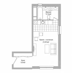 МФК Инвест-отель «Адрес», планировка студии, 31.20 м²