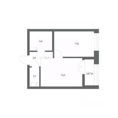 ЖК «NEWПИТЕР», планировка 1-комнатной квартиры, 34.17 м²