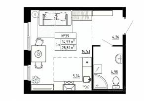 МЖК «Аннино Сити», планировка студии, 28.81 м²