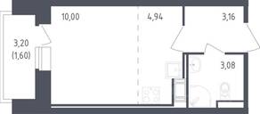 ЖК «Живи! В Рыбацком», планировка студии, 22.78 м²