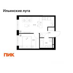 ЖК «Ильинские луга», планировка 1-комнатной квартиры, 31.62 м²