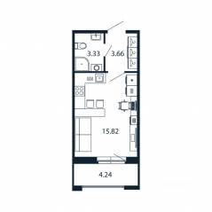 ЖК «Полис Новоселье», планировка студии, 24.93 м²