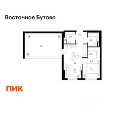 ЖК «Восточное Бутово», планировка 1-комнатной квартиры, 43.30 м²