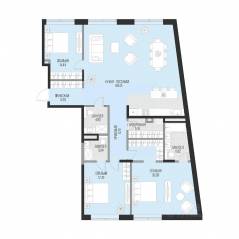 ЖК «Садовническая 69», планировка 3-комнатной квартиры, 156.90 м²