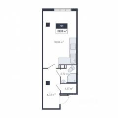 ЖК «Ромашки», планировка студии, 29.20 м²