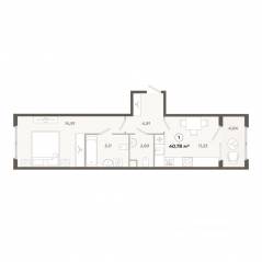 ЖК «Знатный», планировка 1-комнатной квартиры, 40.78 м²