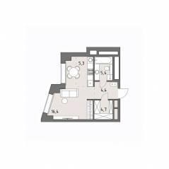ЖК «Родина Парк», планировка студии, 36.20 м²