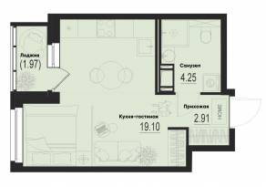 ЖК «ID Murino III», планировка студии, 27.24 м²