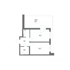 ЖК «Парусная 1», планировка 1-комнатной квартиры, 47.70 м²
