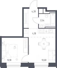 Апарт-комплекс «Верейская 41», планировка 1-комнатной квартиры, 33.00 м²