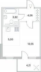 МЖК «Новое Сертолово», планировка студии, 26.43 м²