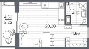 ЖК «Respect», планировка студии, 31.27 м²
