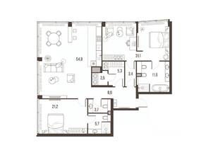 ЖК «High Life», планировка 3-комнатной квартиры, 148.30 м²