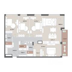 ЖК «Вишневый сад», планировка 5-комнатной квартиры, 211.00 м²