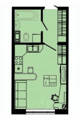 ЖК «Pixel», планировка студии, 25.70 м²