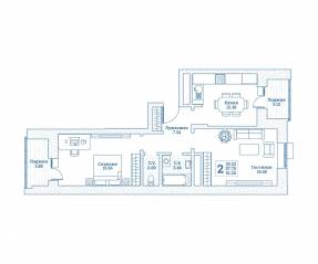 ЖК «Новоград Монино», планировка 2-комнатной квартиры, 61.50 м²