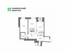 ЖК «Приморский квартал», планировка 2-комнатной квартиры, 67.65 м²