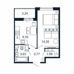 ЖК «Полис ЛАВрики», планировка 1-комнатной квартиры, 32.40 м²