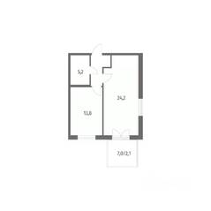 ЖК «NEWПИТЕР», планировка 1-комнатной квартиры, 49.40 м²