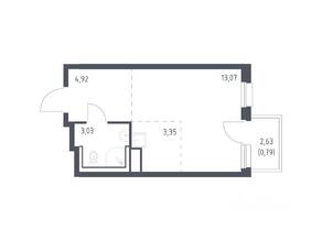 ЖК «Новые Лаврики», планировка студии, 25.16 м²