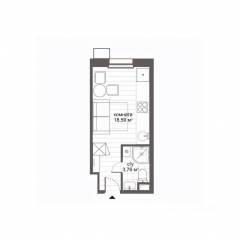 Апарт-комплекс «CitiMix Новокосино», планировка студии, 22.35 м²