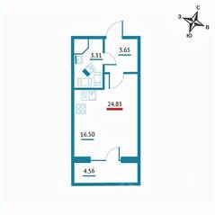 ЖК «Левитан», планировка студии, 24.83 м²