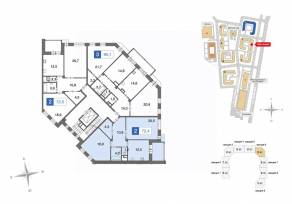 ЖК «Ново-Никольское», планировка 2-комнатной квартиры, 72.40 м²