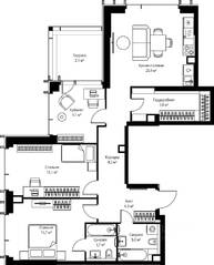 ЖК «Veer», планировка 3-комнатной квартиры, 93.40 м²