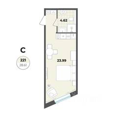 Апарт-комплекс «Лиговский, 127», планировка студии, 28.61 м²